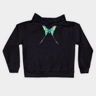 Luna Moth Green Purple Witchy Magical Insect Kids Hoodie